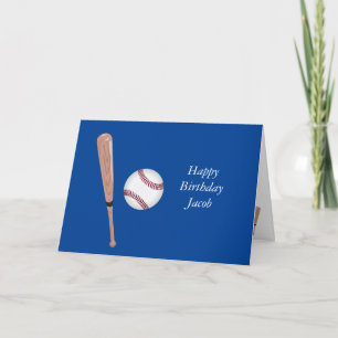 Blue Baseball Birthday Card