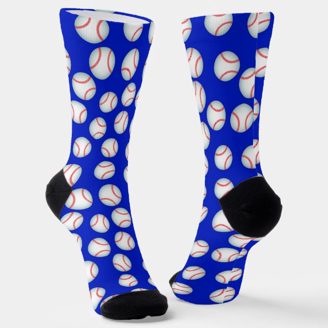 Blue Baseball Crew Socks (Angled)