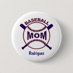 Blue Baseball Mom 2 Inch Round Button