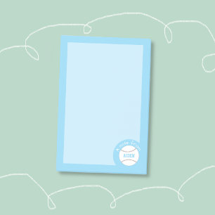 Blue Baseball Personalized Kids Post-It Notes 