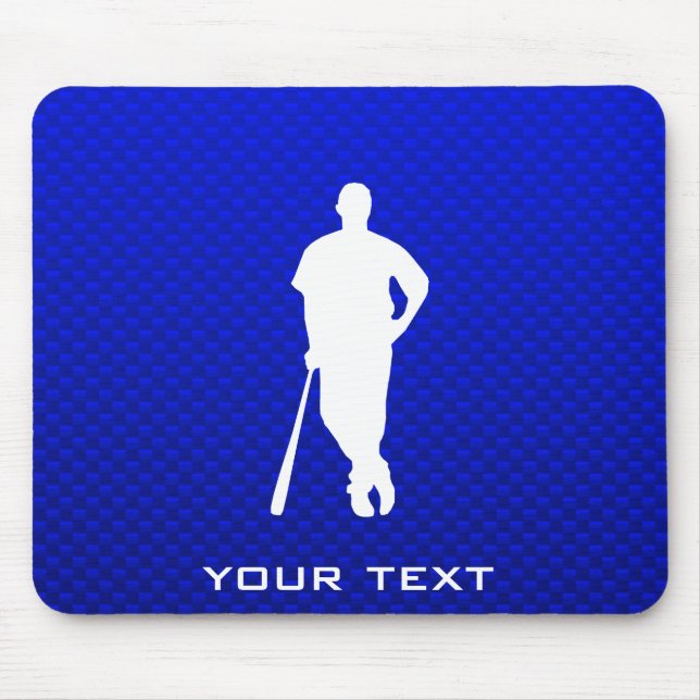 Blue Baseball Player Mouse Pad (Front)