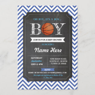 Blue BasketBall Boy Baby Shower Sports Invite