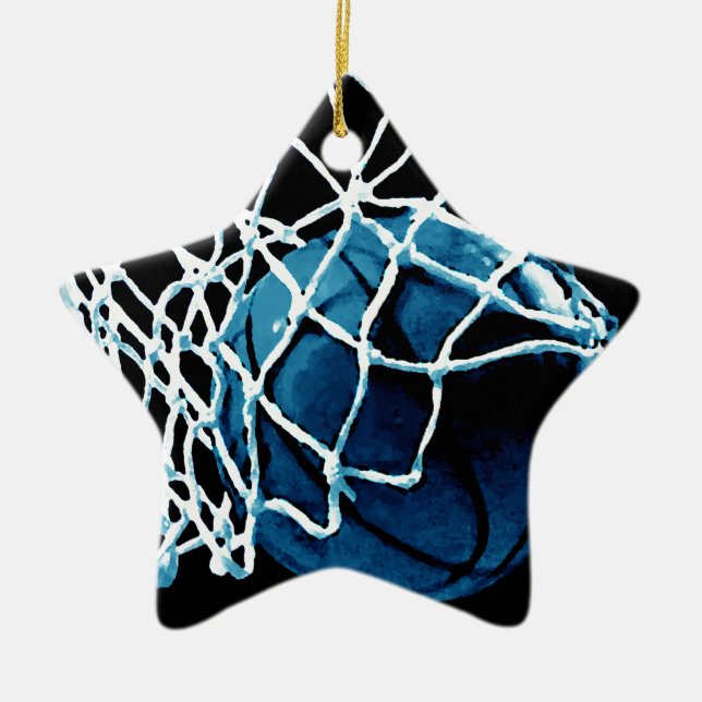 Blue Basketball Ceramic Ornament (Front)