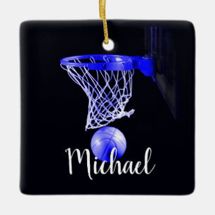 Blue Basketball Ceramic Ornament