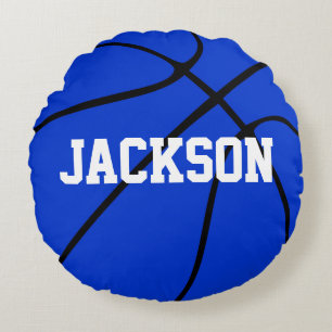 Blue Basketball Custom Round Throw Pillow