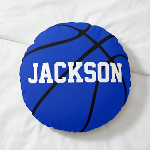 Blue Basketball Custom Round Throw Pillow