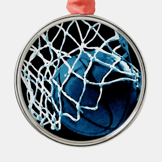 Blue Basketball Metal Ornament (Front)