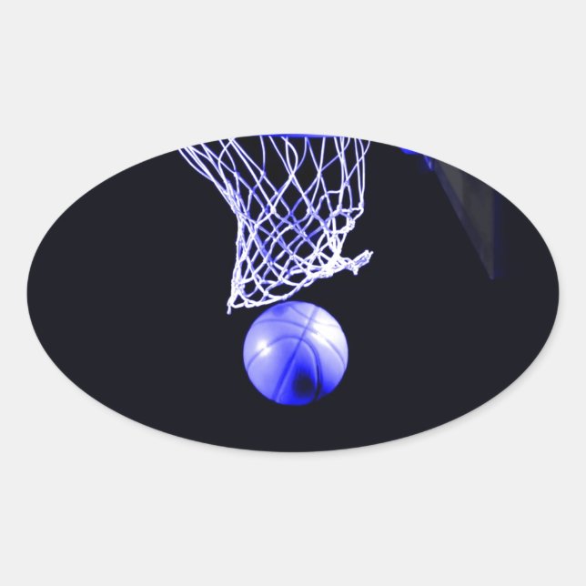 Blue Basketball Oval Sticker (Front)