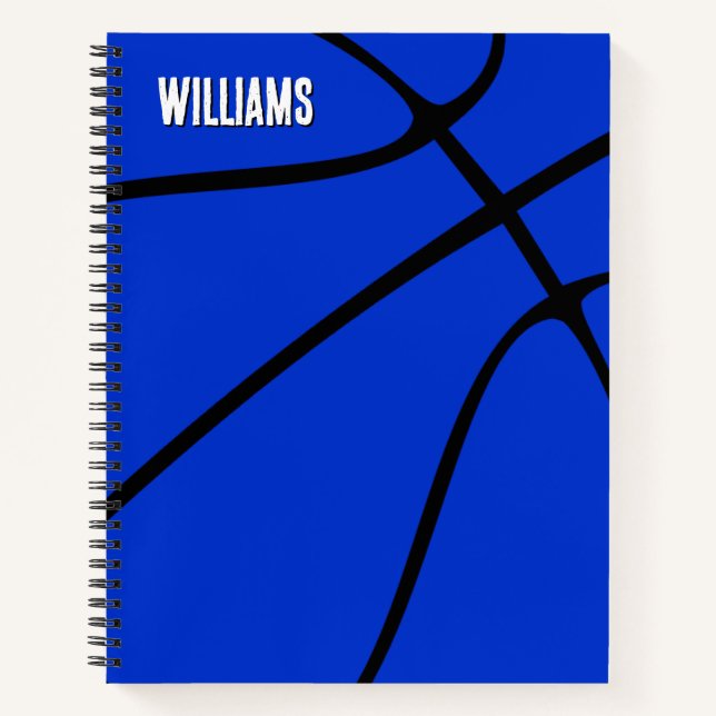 Blue Basketball Player Name or Text Custom Sports Notebook (Front)