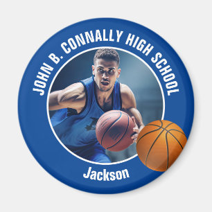 Blue Basketball Player Photo Keepsake Gift Magnet