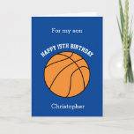 Blue Basketball Sport 15th Birthday Card<br><div class="desc">A blue personalized basketball 15th birthday card for son, grandson, godson, etc. You will be able to easily personalize the front with his name. The inside reads a birthday message, which you can easily edit as well. You can personalize the back of this basketball birthday card with the year. This...</div>