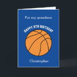 Blue Basketball Sport 9th Birthday Card<br><div class="desc">A blue personalized basketball 9th birthday card for grandson, son, nephew, etc. You will be able to easily personalize the front with his name. The inside reads a birthday message, which you can easily edit as well. You can personalize the back of this basketball birthday card with the year. This...</div>