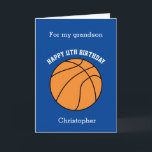 Blue Basketball Sports 11th Birthday Card<br><div class="desc">A blue basketball 11th birthday card for grandson, godson, son, etc. You will be able to easily personalize the front with his name. The inside reads a birthday message, which you can easily edit as well. You can personalize the back of this basketball birthday card with the year. This would...</div>