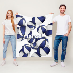 blue basketball team colours kids sports room deco fleece blanket