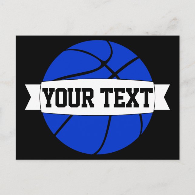 Blue Basketball Team Name or Custom Text Postcards (Front)
