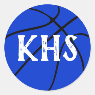 Blue Basketball Team Party, Pep Rally or Scrapbook Classic Round Sticker