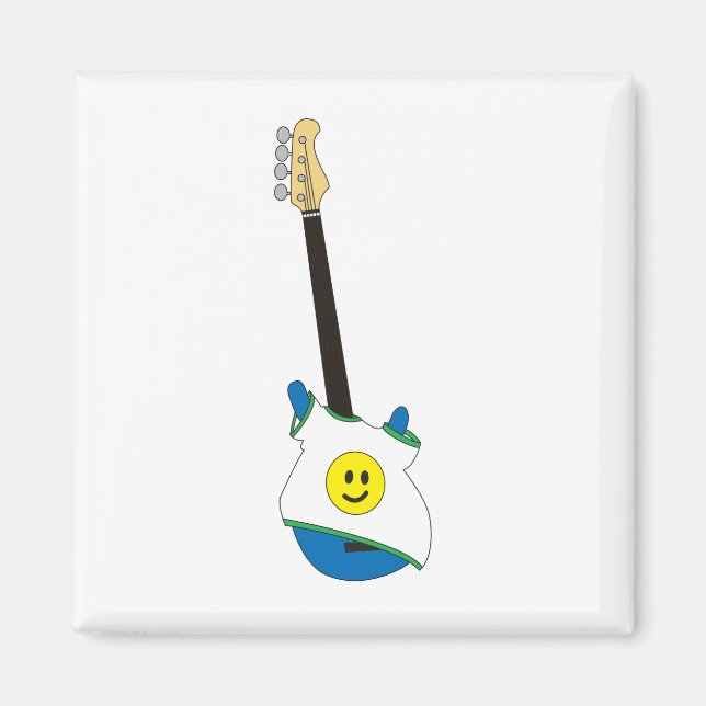 Blue Bass wearing a happy face shirt magnet (Front)