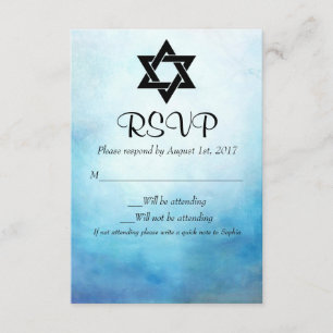 Blue Bat Mitzvah RSVP, Watercolor, Bat Mitzvah RSVP Card