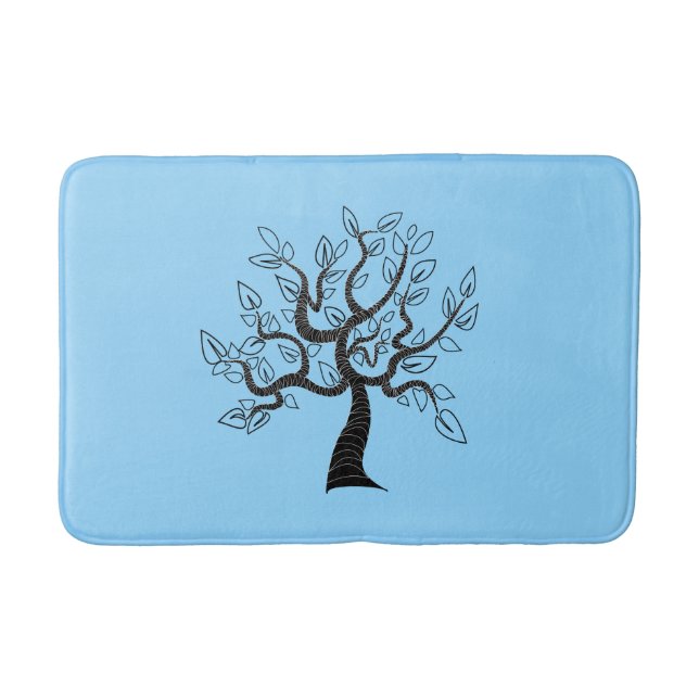 Blue Bath Mat with Tree - Your Colours (Front)