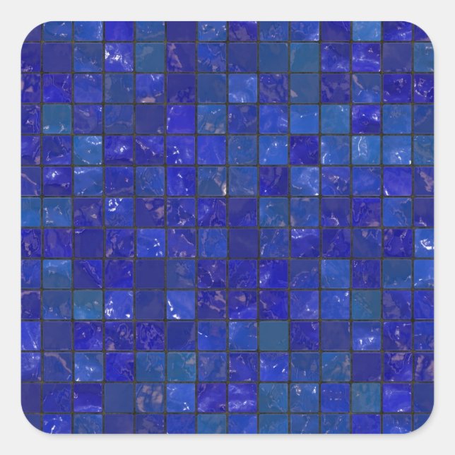 Blue Bathroom Tiles Square Sticker (Front)
