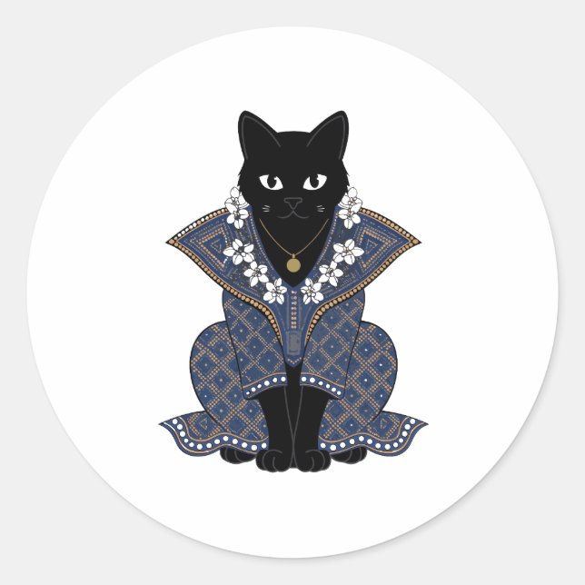 Blue Batik Cat Mystic Art Sticker (Front)