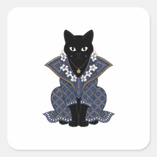 Blue Batik Cat Mystic Art Sticker