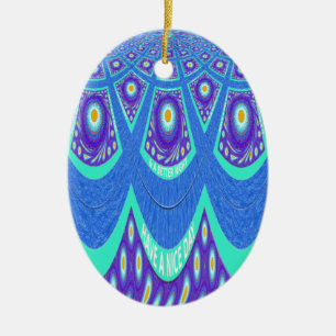 Blue batik ceramic ornament