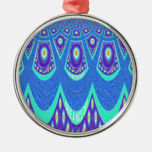 Blue batik metal ornament