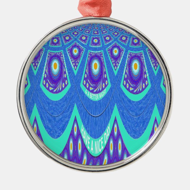Blue batik metal ornament (Front)