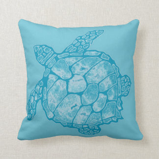 Blue Batik Sea Turtle Pillow