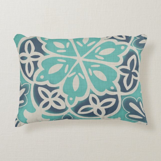 Blue Batik Tile I Decorative Pillow (Front)