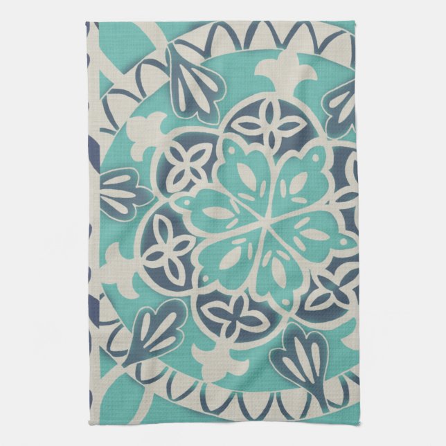 Blue Batik Tile I Kitchen Towel (Vertical)