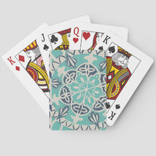 Blue Batik Tile I Playing Cards