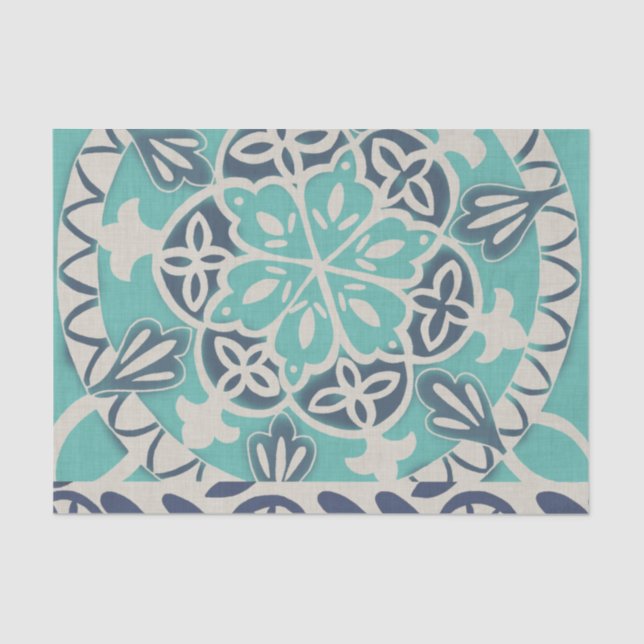 Blue Batik Tile I Tissue Paper (Front)