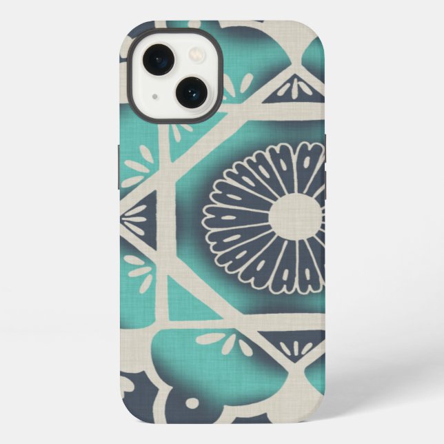 Blue Batik Tile II iPhone Case (Back)
