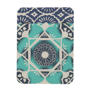 Blue Batik Tile II Magnet