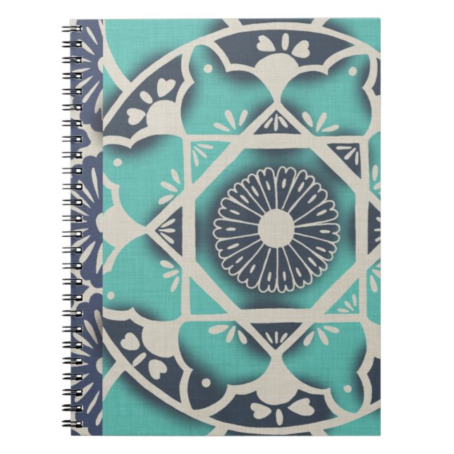 Blue Batik Tile II Notebook (Front)