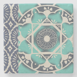 Blue Batik Tile II Stone Coaster
