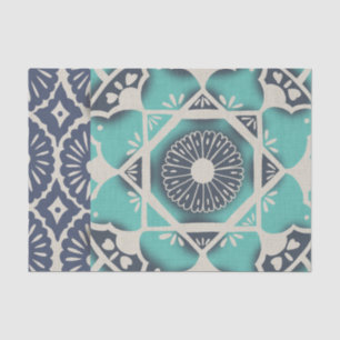 Blue Batik Tile II Tissue Paper