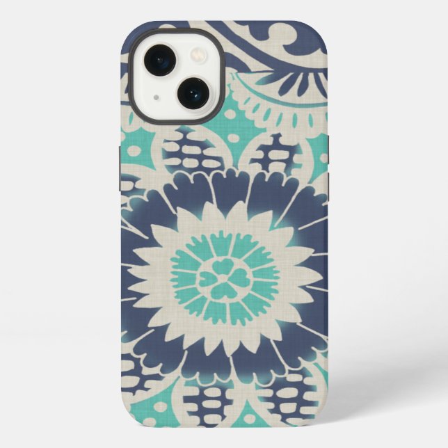 Blue Batik Tile III iPhone Case (Back)