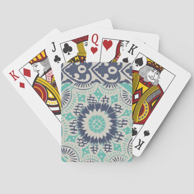 Blue Batik Tile III Playing Cards (Back)