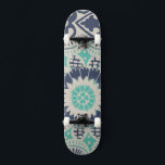 Blue Batik Tile III Skateboard<br><div class="desc">Floral</div>