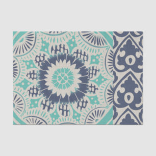 Blue Batik Tile III Tissue Paper