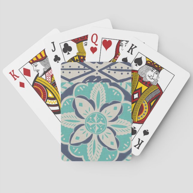 Blue Batik Tile IV Playing Cards (Back)