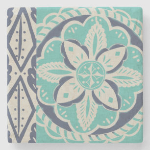 Blue Batik Tile IV Stone Coaster