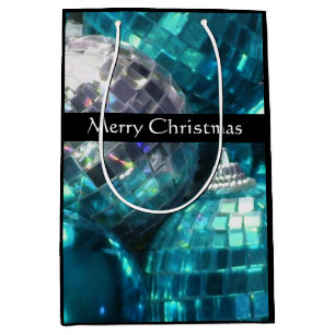 Blue Baubles Merry Christmas gift bag medium black