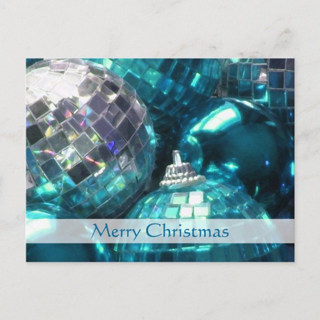 Blue Baubles 'Merry Christmas' postcard (Front)