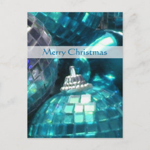 Blue Baubles 'Merry Christmas' postcard portrait