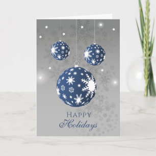 Blue baubles, snowflake  Christmas, New Year Holiday Card