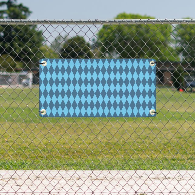 Blue Bavaria Rhombus Flag Pattern Banner (Insitu)
